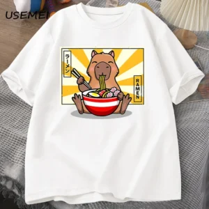 T-shirt Capybara Ramen Blanc